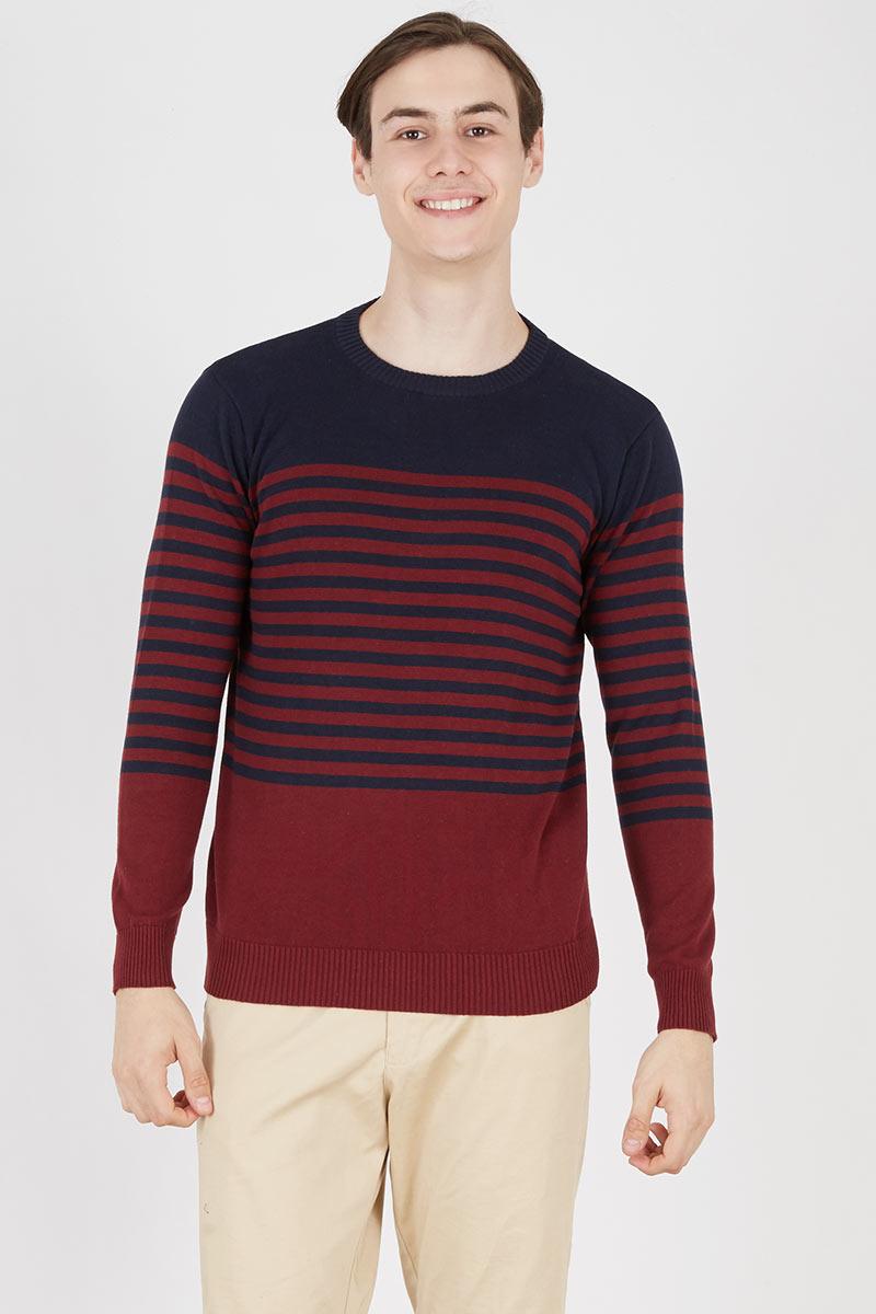 sweater Stripe Navy-Maroon