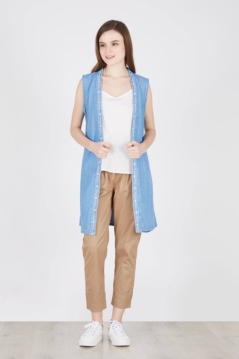 Outer denim Embroidered julia In Light Blue