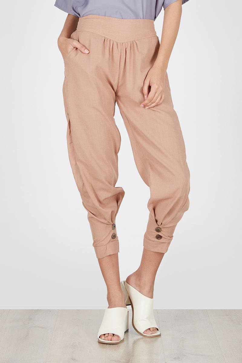 Jully button pants In brown