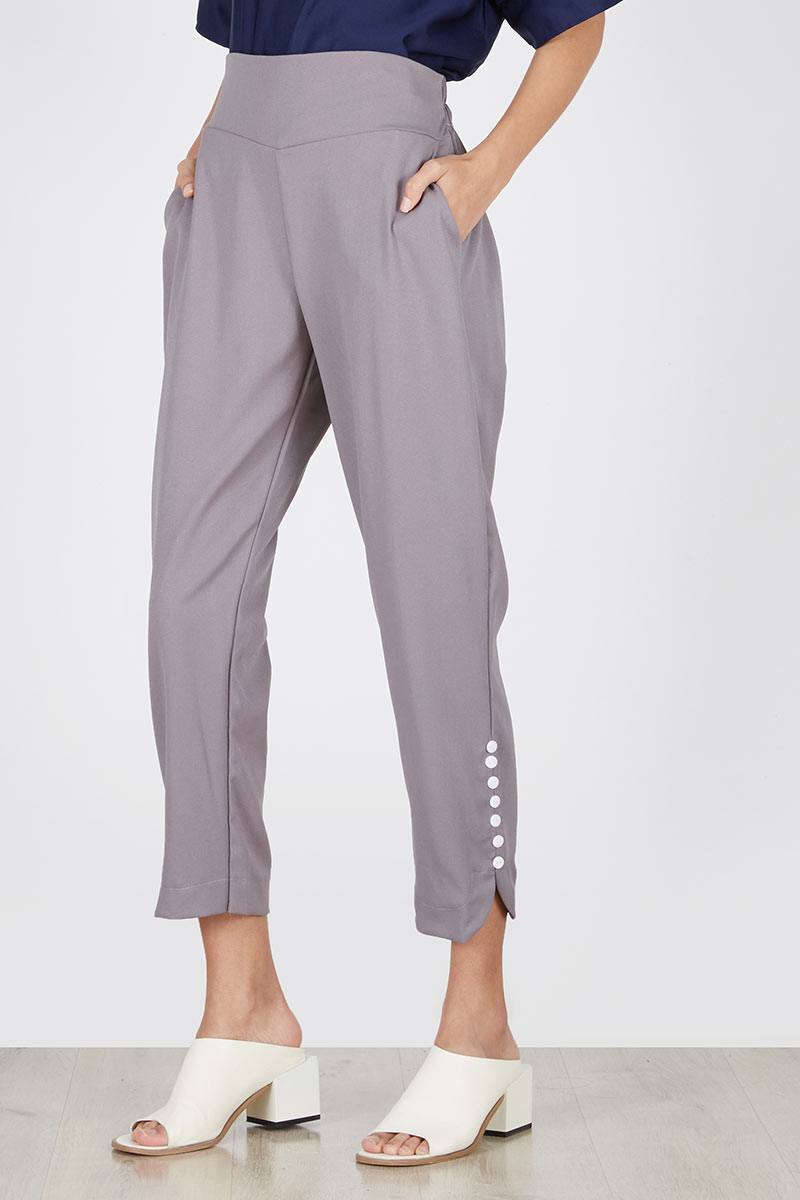 Quenzie button basic pants In grey