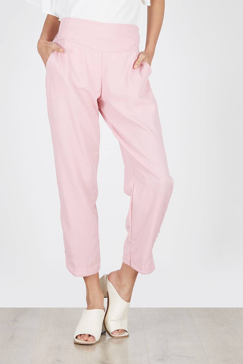 Quenzie button basic pants In pink