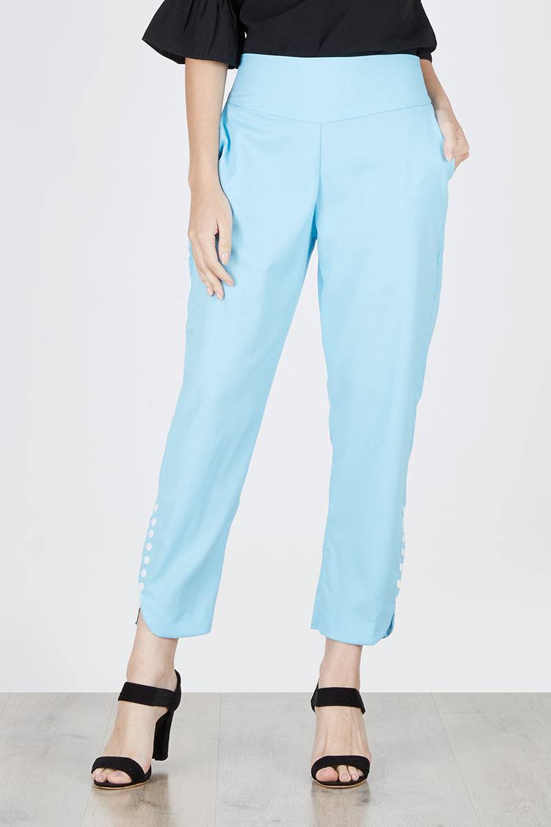 Quenzie button basic pants In blue