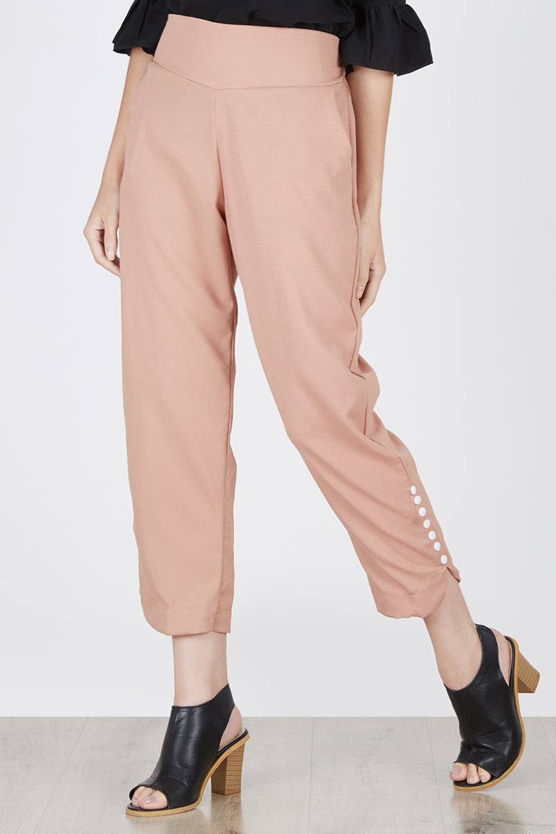 Quenzie button basic pants In brown