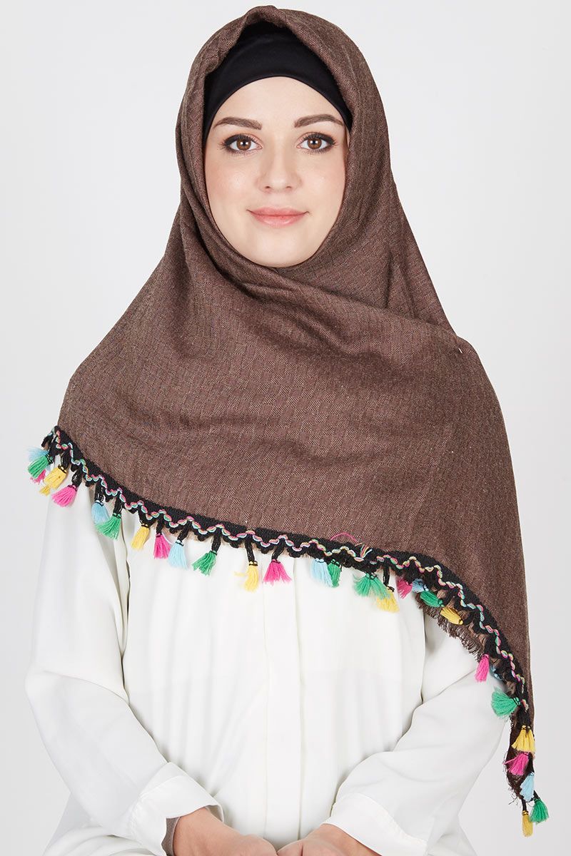 Dafiyah Square Tassel Rainbow Brown