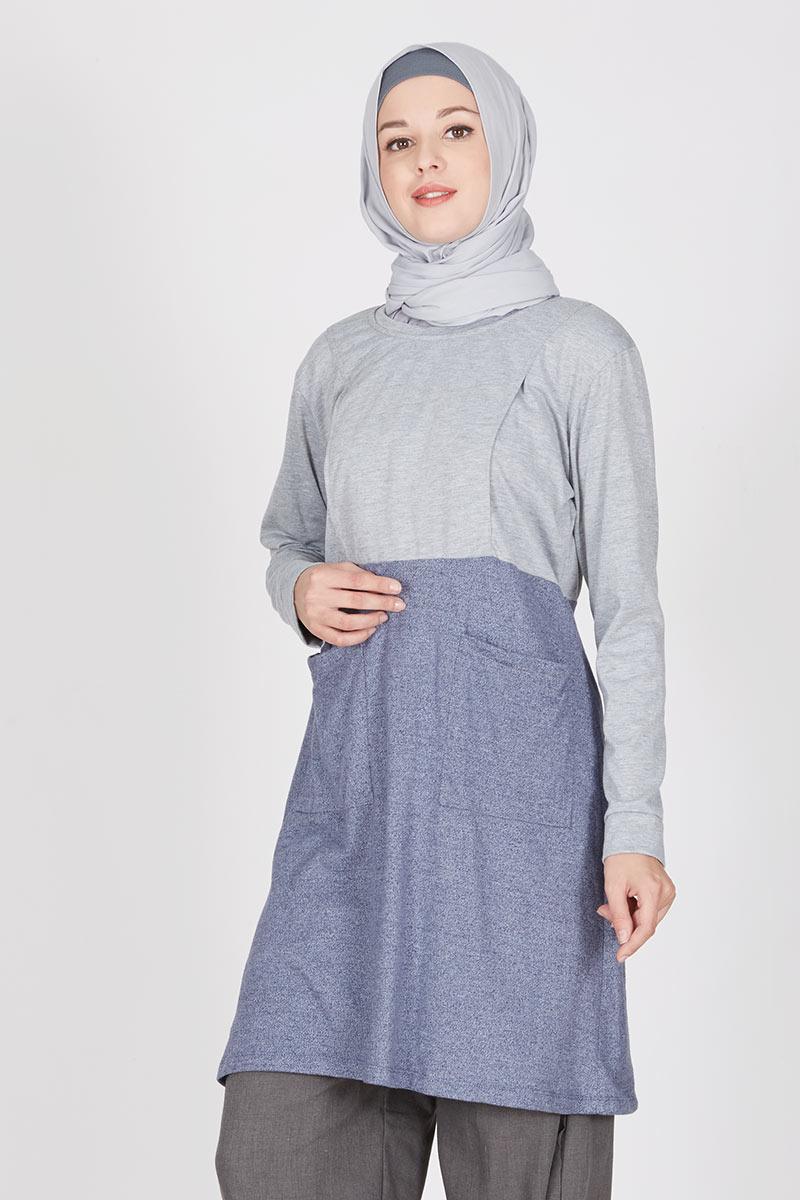 Talita Pocket Nursing Wear Grey Nevy