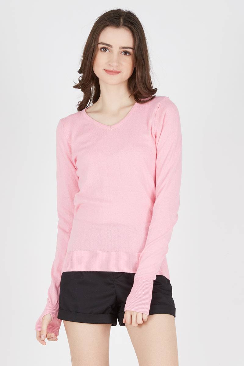 EMMA THUMB SWEATER IN BABY PINK