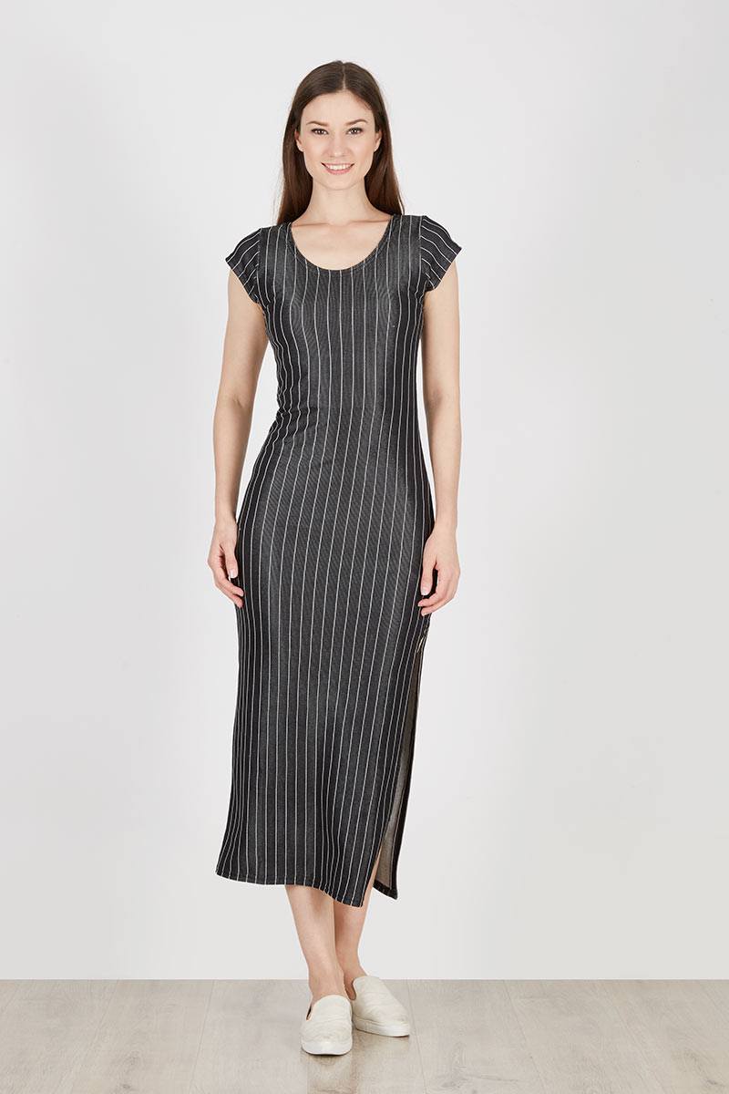 Black Stripe Long Dress