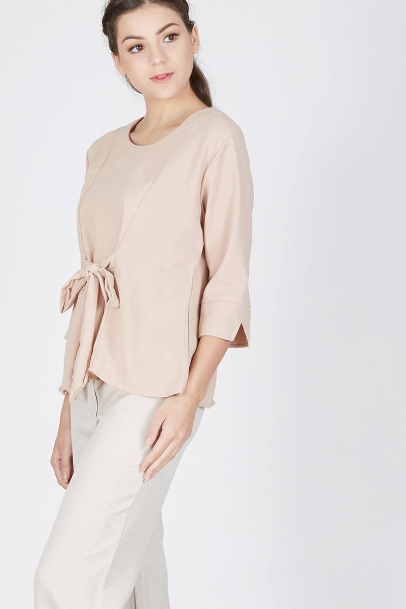 Rami Tied Blouse in Brown