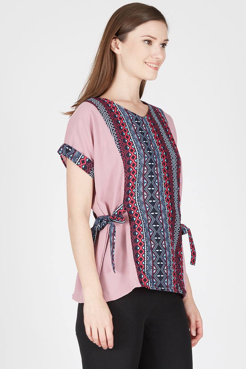 Olso Side Tied Top In Rose