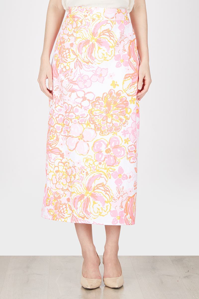 Hurain Skirt In Mixed Color Flower Pattern