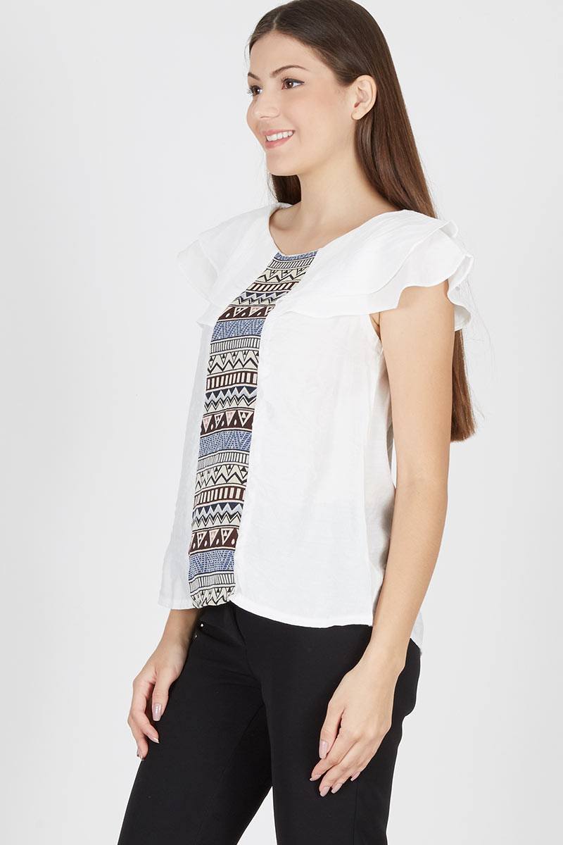 Tribal Summer Top In White