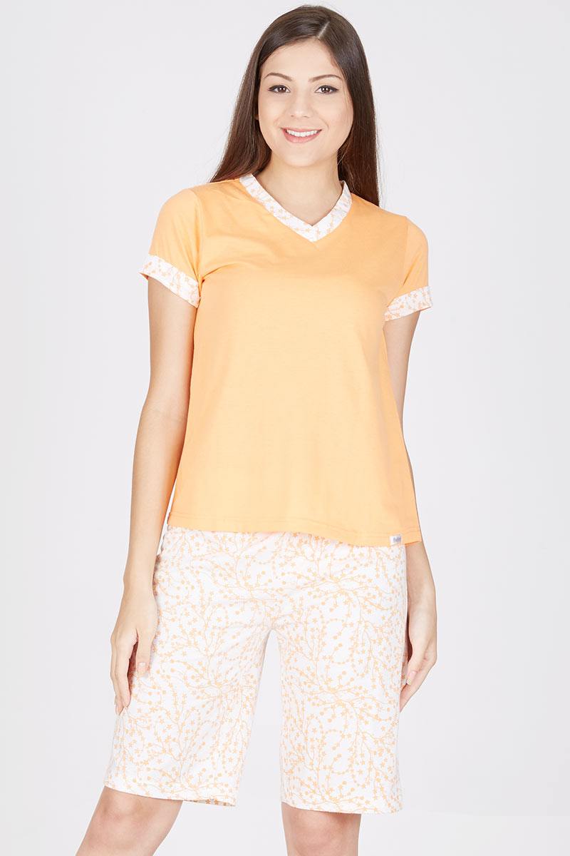 Acelia Sleepwear In Orange Off White