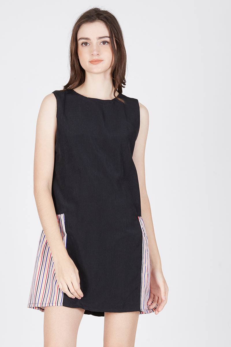 Rainbow Accent Dress Black