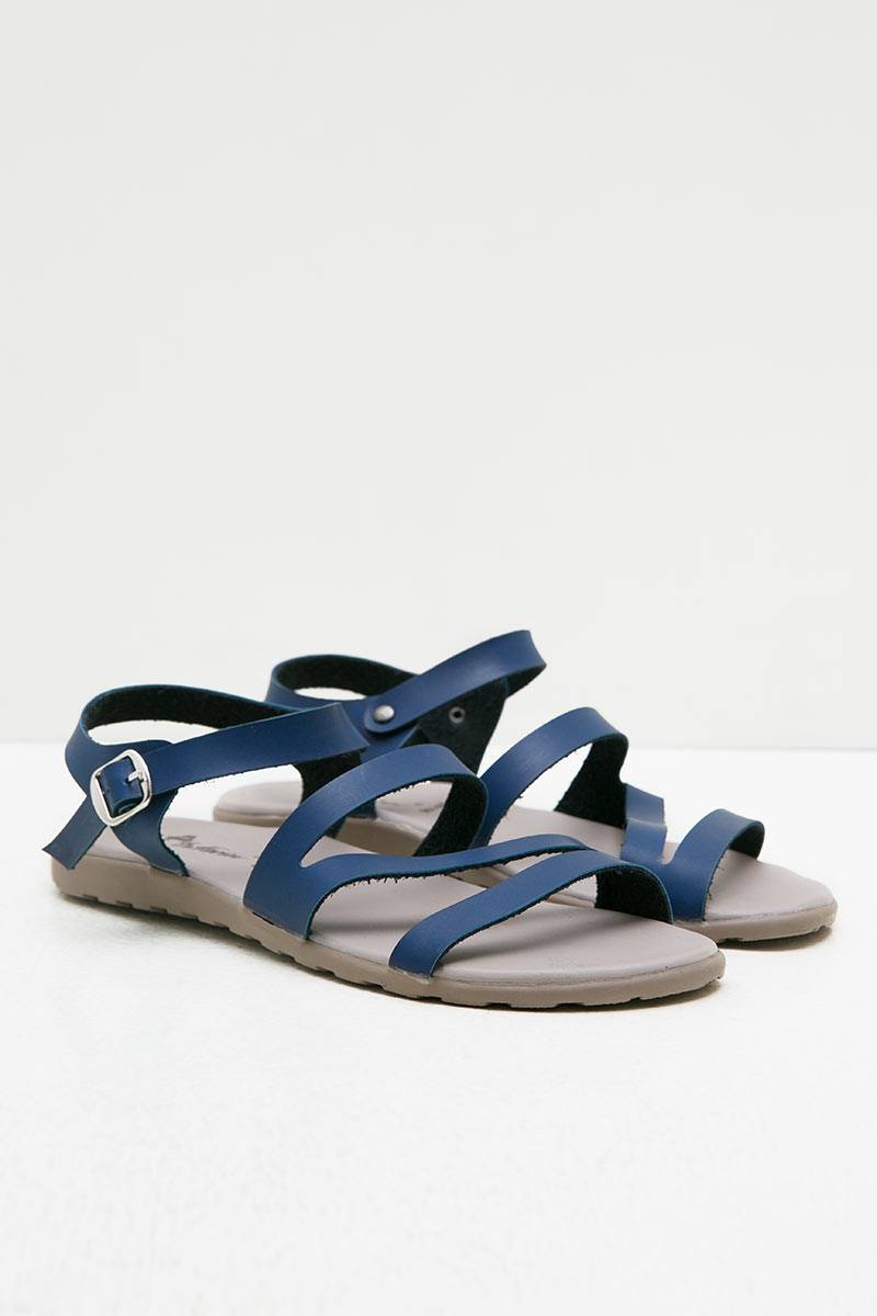 Women Leather 26106 Flip flops Sandals Blue