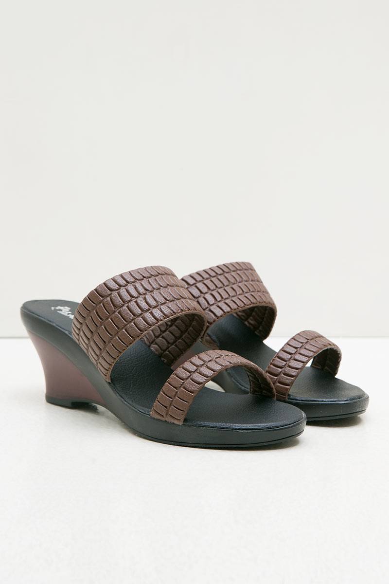 Women Pure Leather 27341 Wedges Sandals Brown