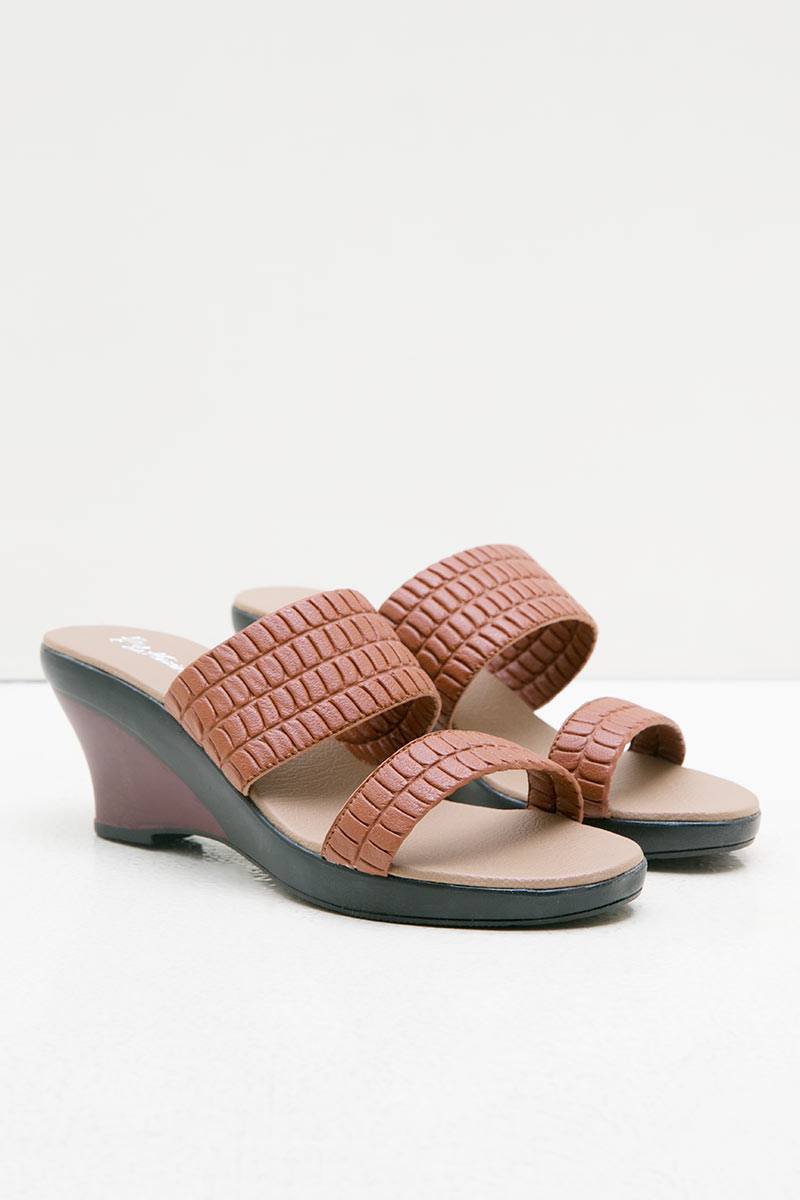 Women Pure Leather 27341 Wedges Sandals Red Brick