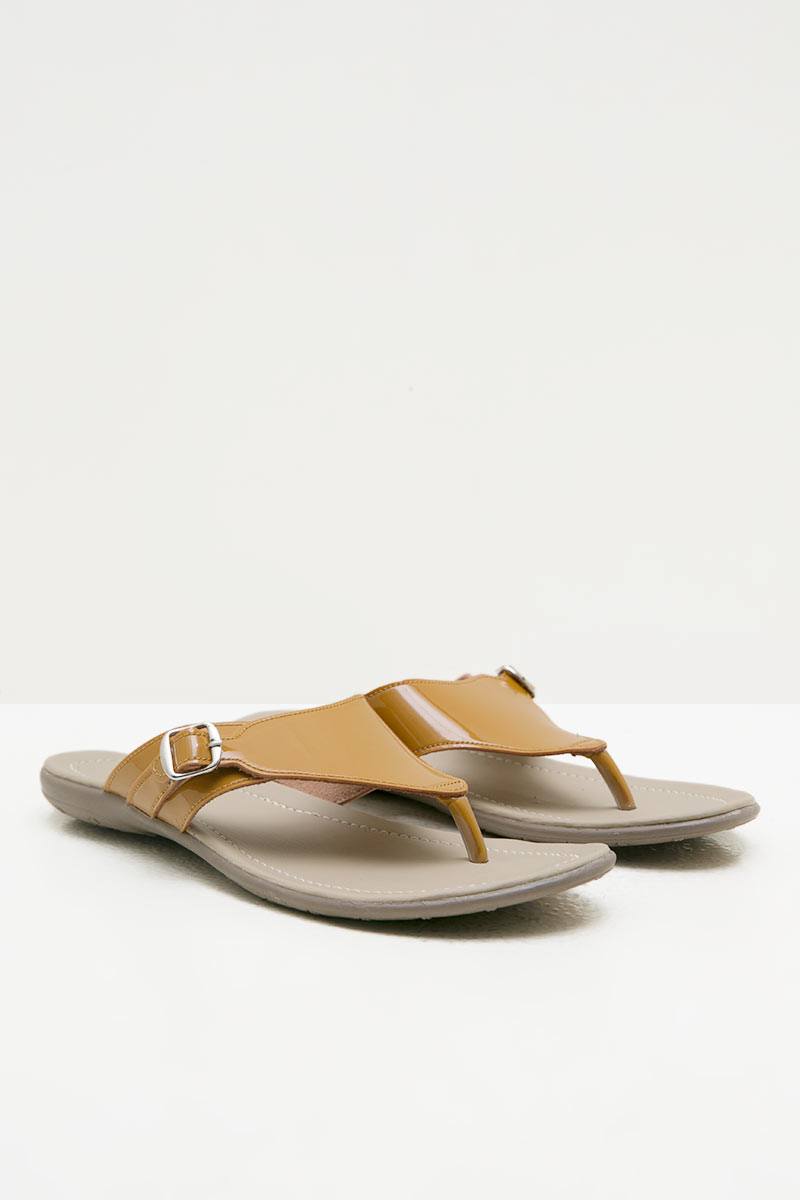 Women Leather 27342 Flat Sandals Tan