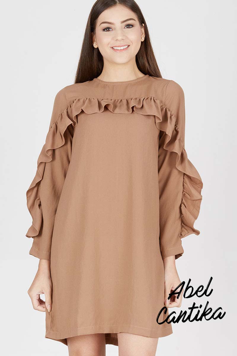 Nabila Ruffle Dress Brown