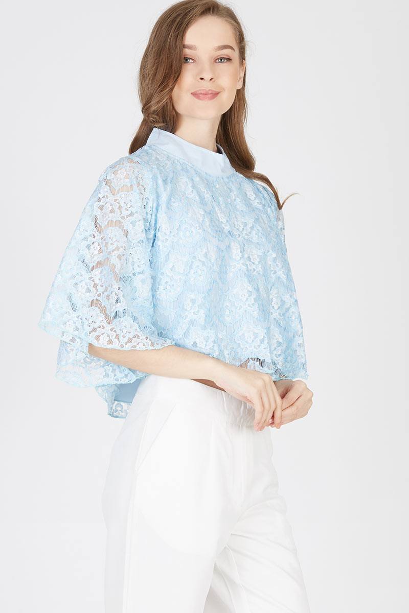 LACE FLARE MOCK TOP