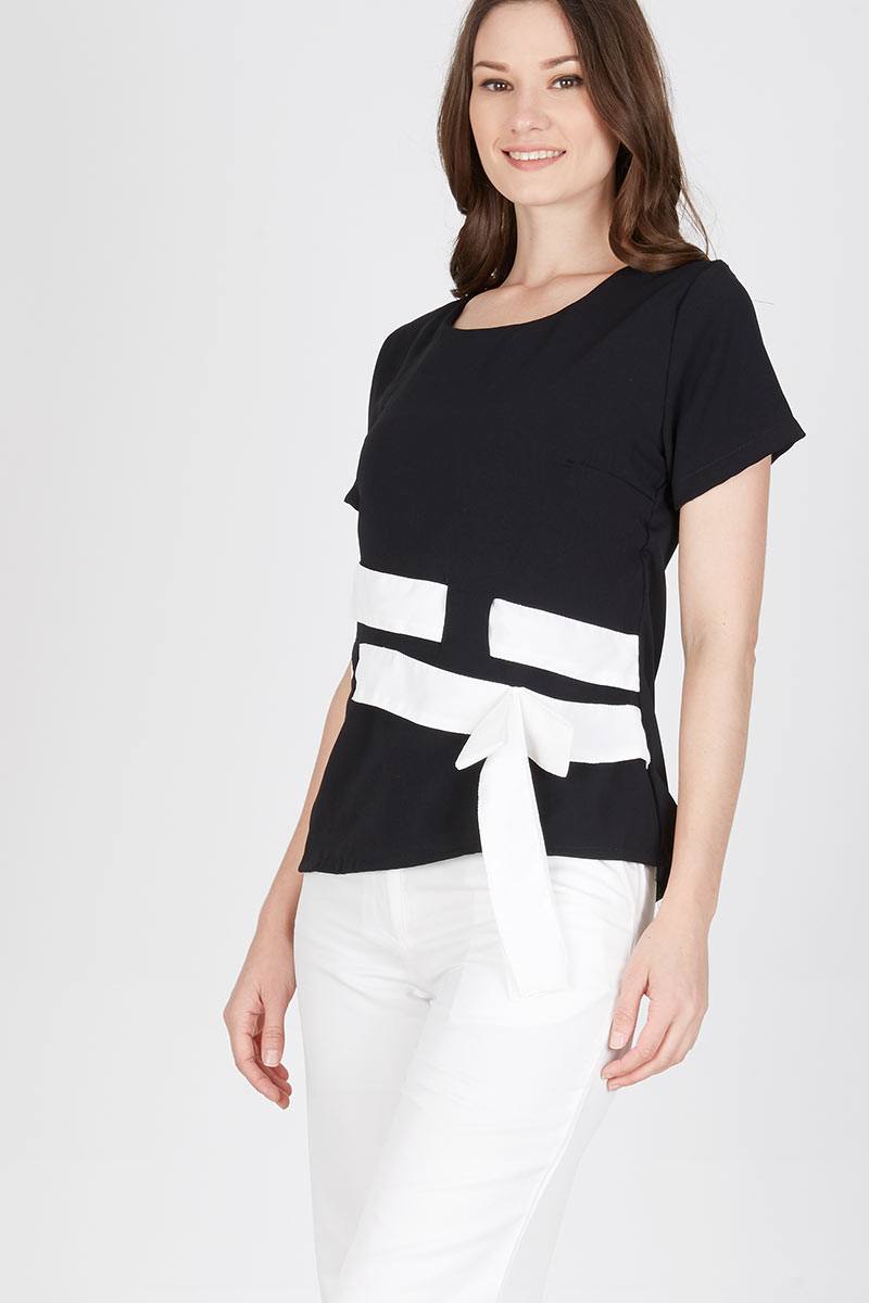 Sunny Two Tone Top in Black