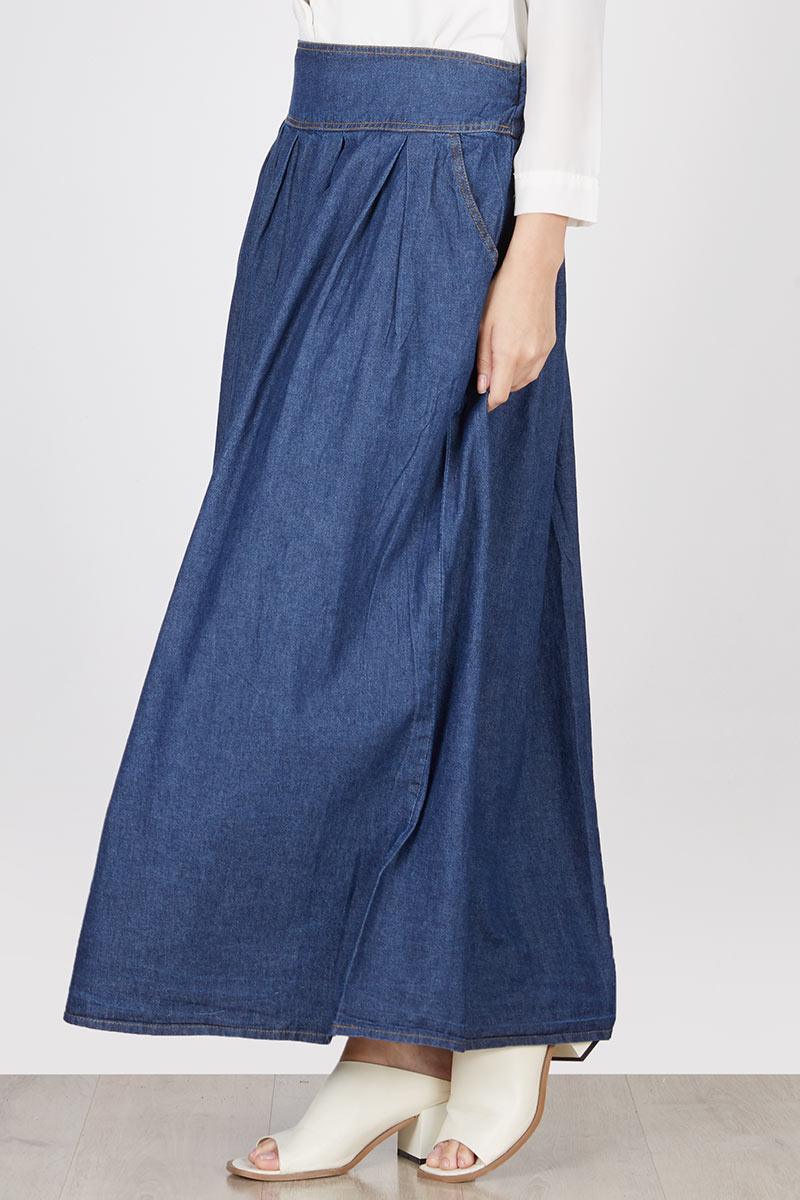 Long Skirt Denim Bigsize Dark Blue