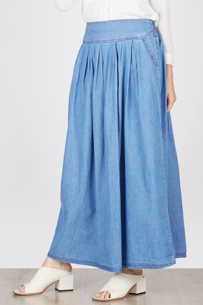 Long Skirt Denim Bigsize Medium Blue