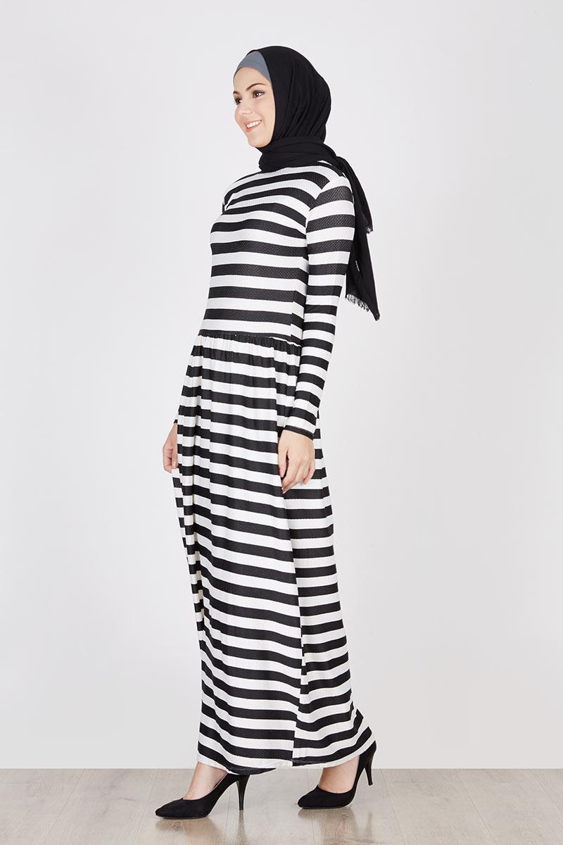 Long Dress Stripe Ghea Black White