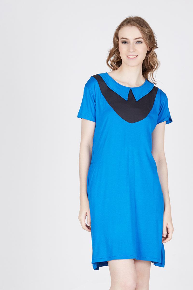 Beatrix Collar Dress Pocket Benhur Blue