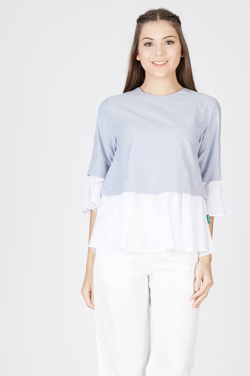 MARVELLA A-line Woven Blouse with Round Neck 328981 007 02