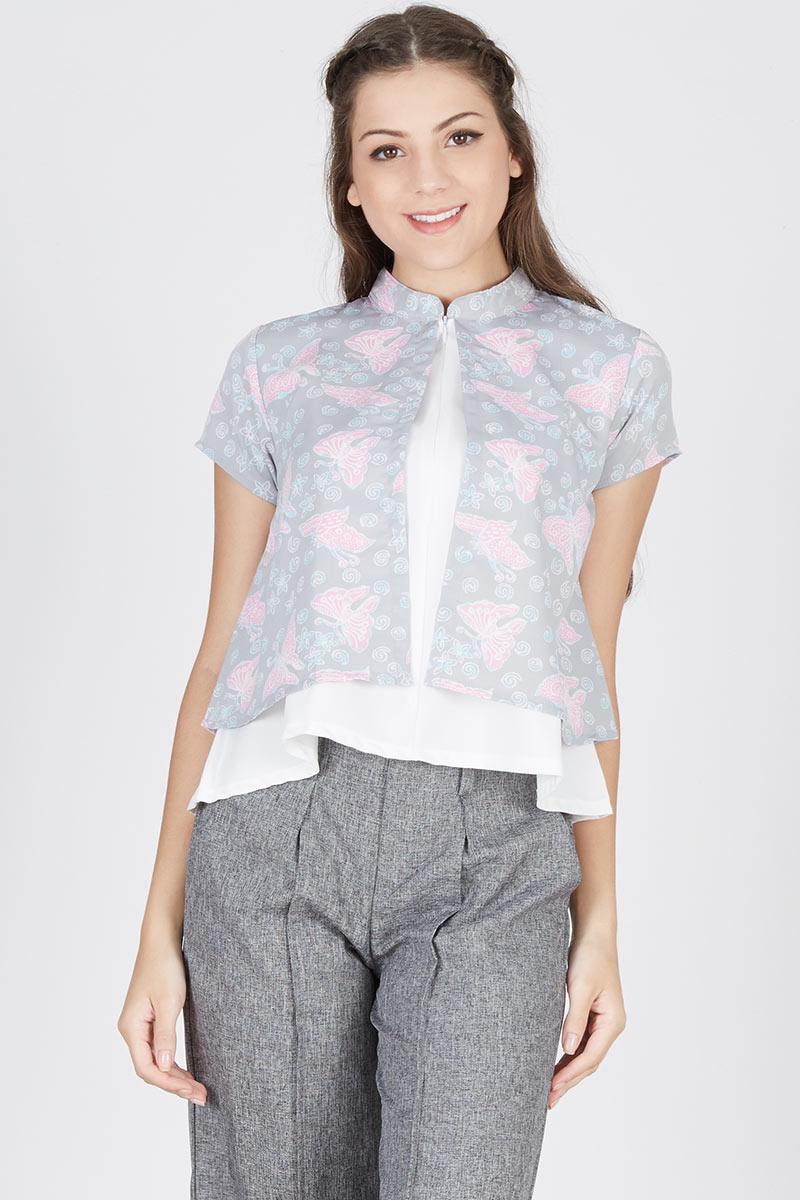 Xena Printed Blouse In grey