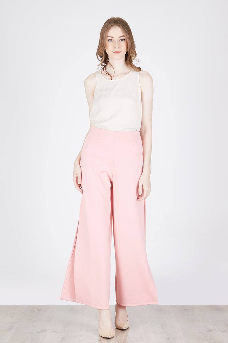 Open Slit Long Cullote 0457 in Pink