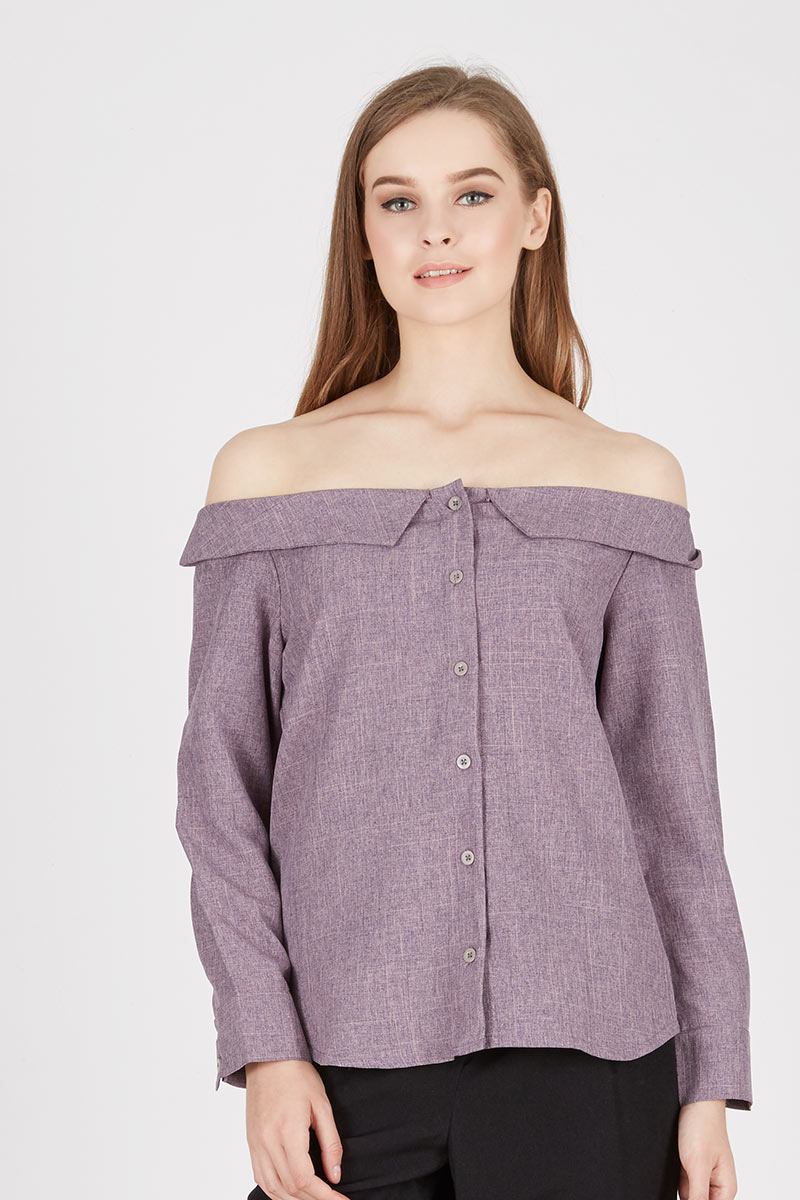 Mosly Collar Top In Violet