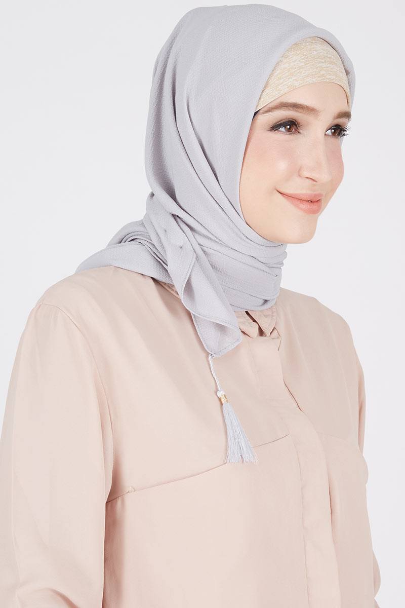 Pricilla Square Hijab - Steel Grey