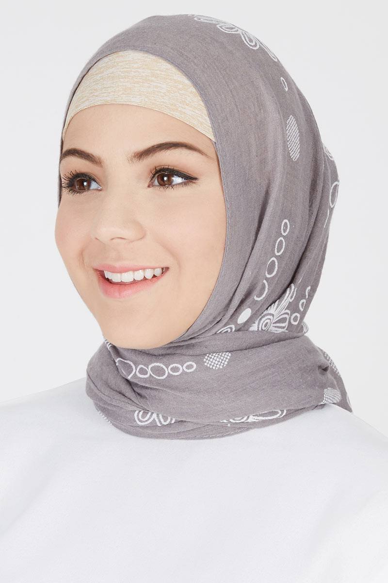 Exclusive For Hijabenka - Pashmina Palika Flawery Grey