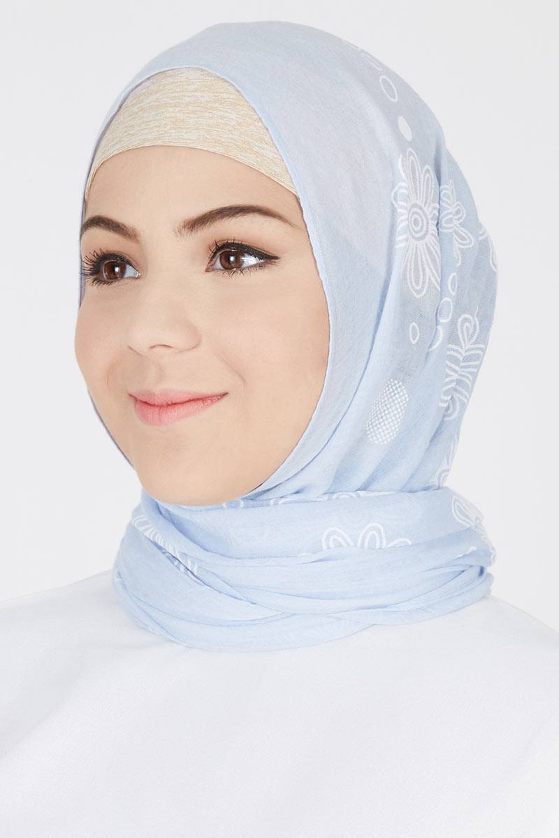 Exclusive For Hijabenka - Pashmina Palika Flawery Light Blue