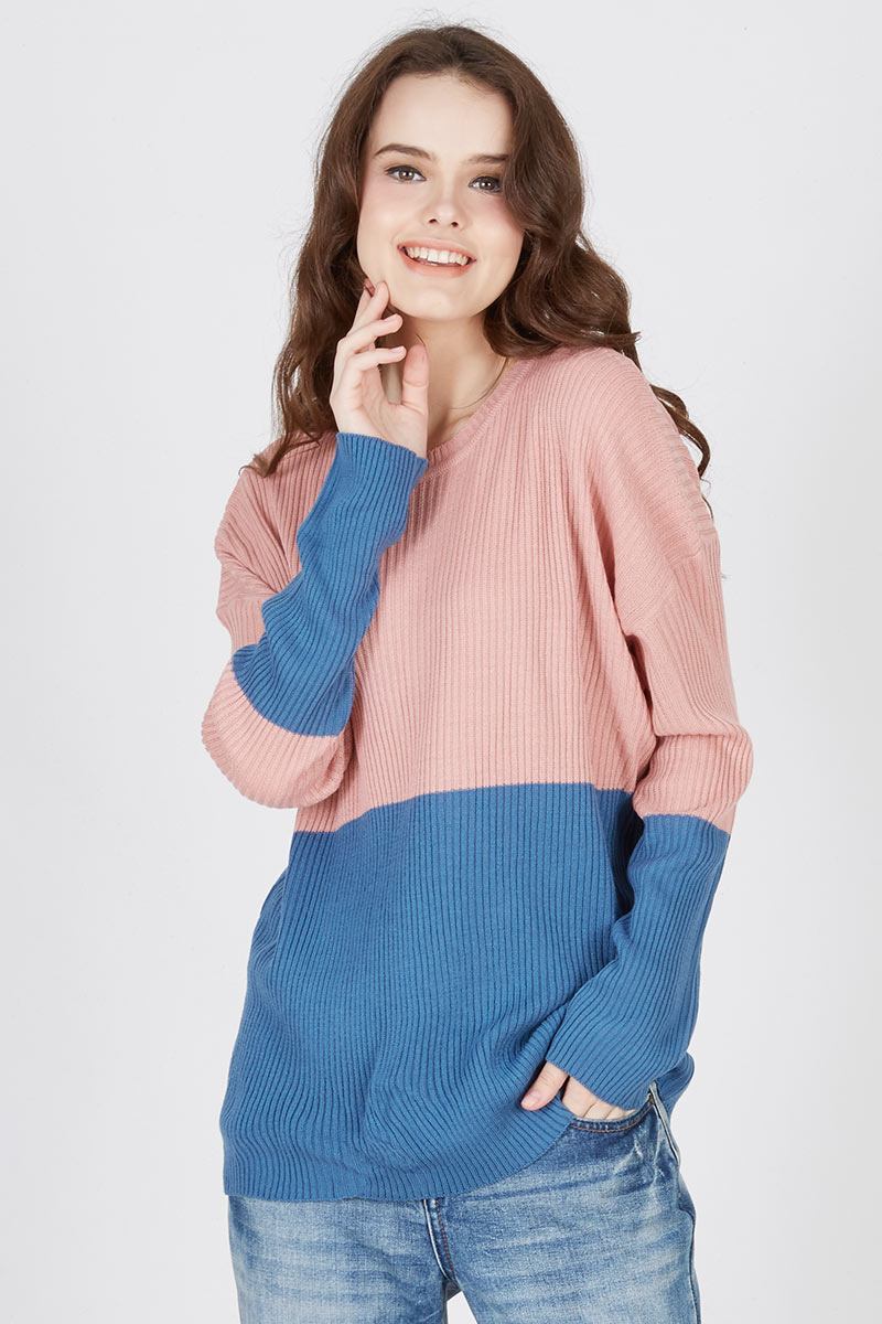 Morice Tops Comby Knit Dusty Pink Blue Jeans