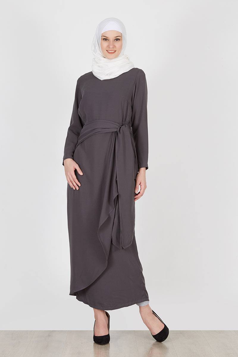 Yuka Dress Plain Dark Grey
