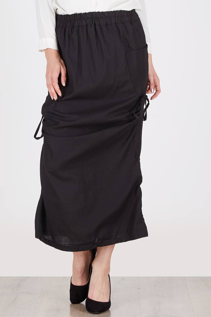 Avery Linen Black Skirt