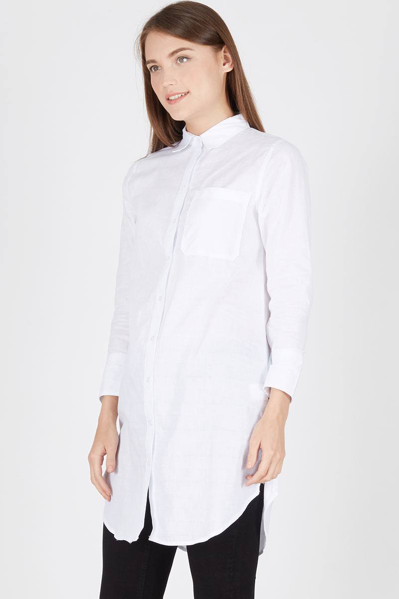 AMORA WHITE Modern Basic Long Shirt 330281 001 04