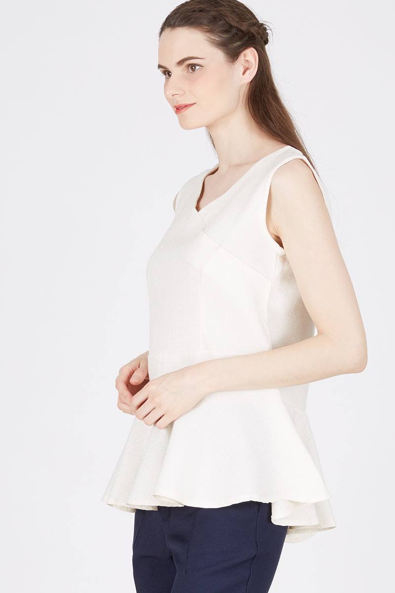 Nora Peplum Top White