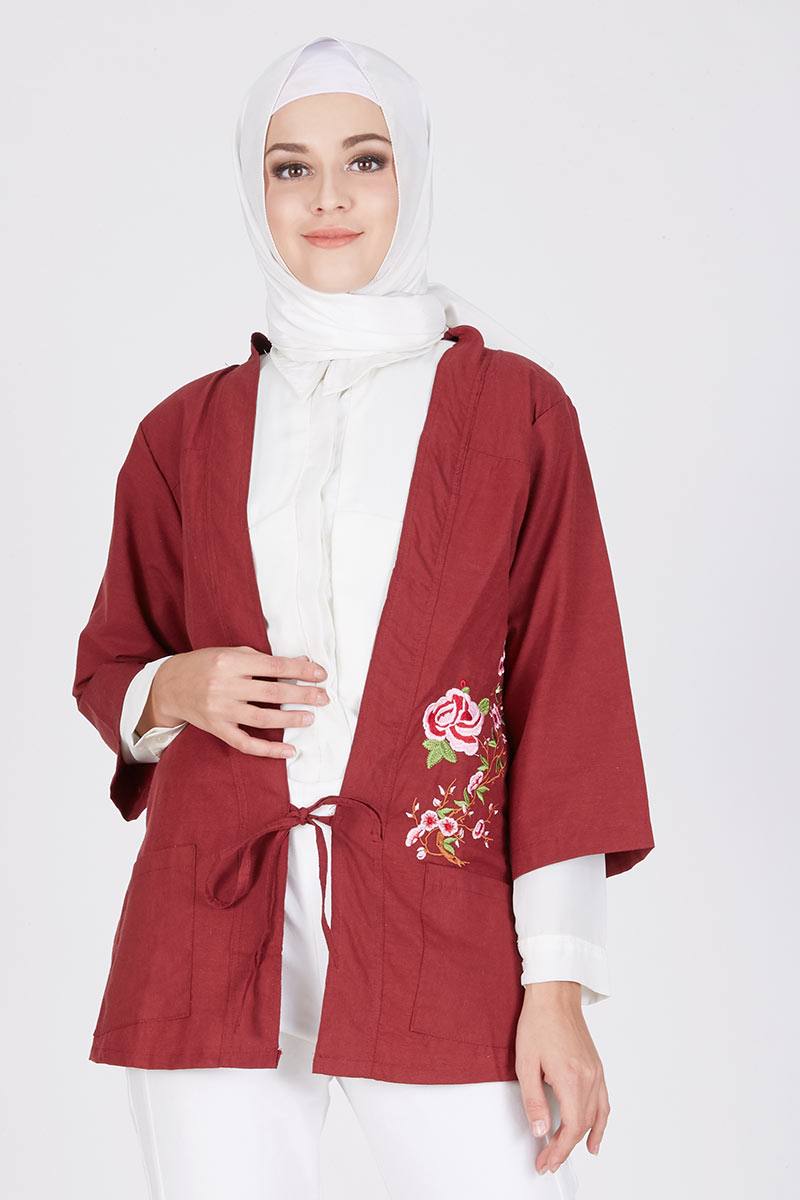 Rose Kimono Outerwear Maroon