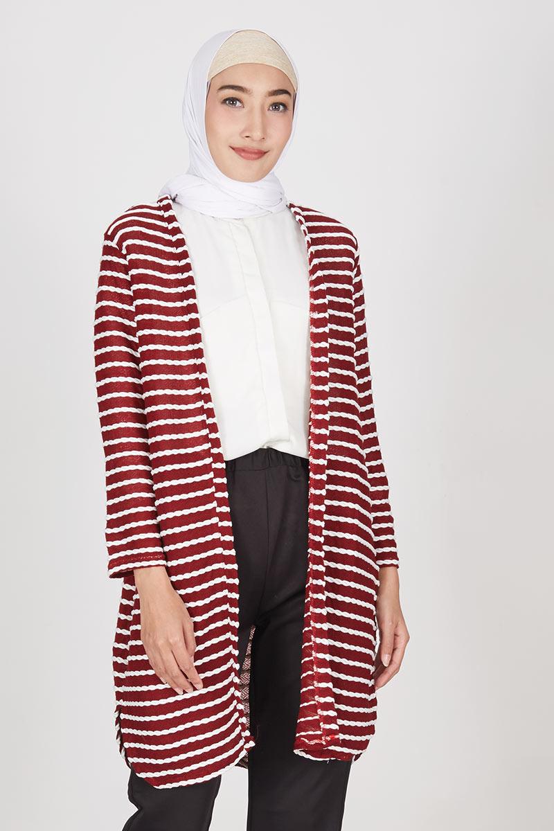 Stripe Outer Knit Maroon