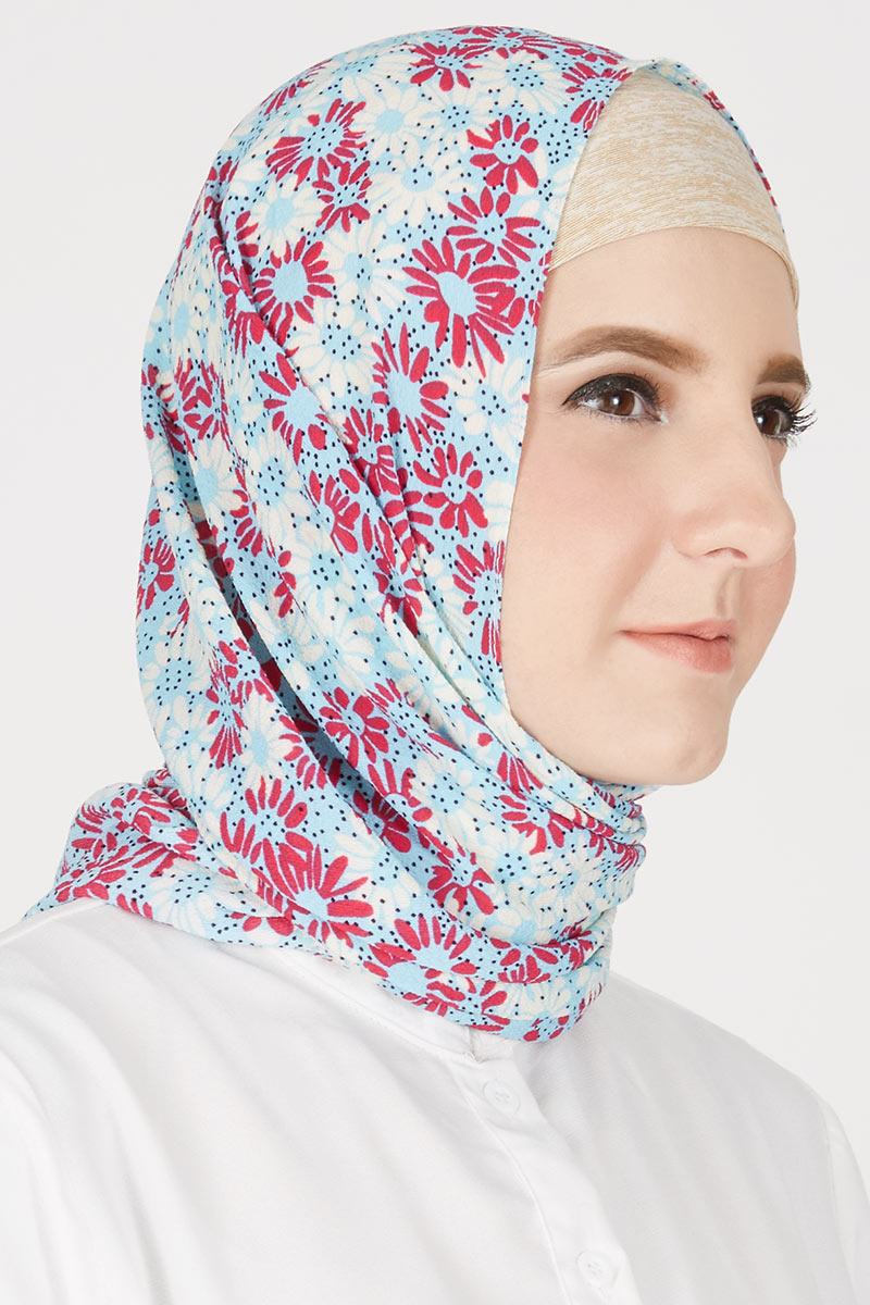 Exclusive For Hijabenka - Nadhifah Leaf Hijab Pink Light Blue