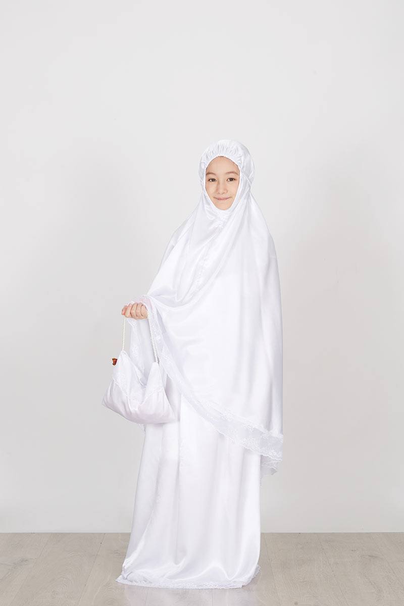Mukena Khadeejah Ameerah Series for Girls in White