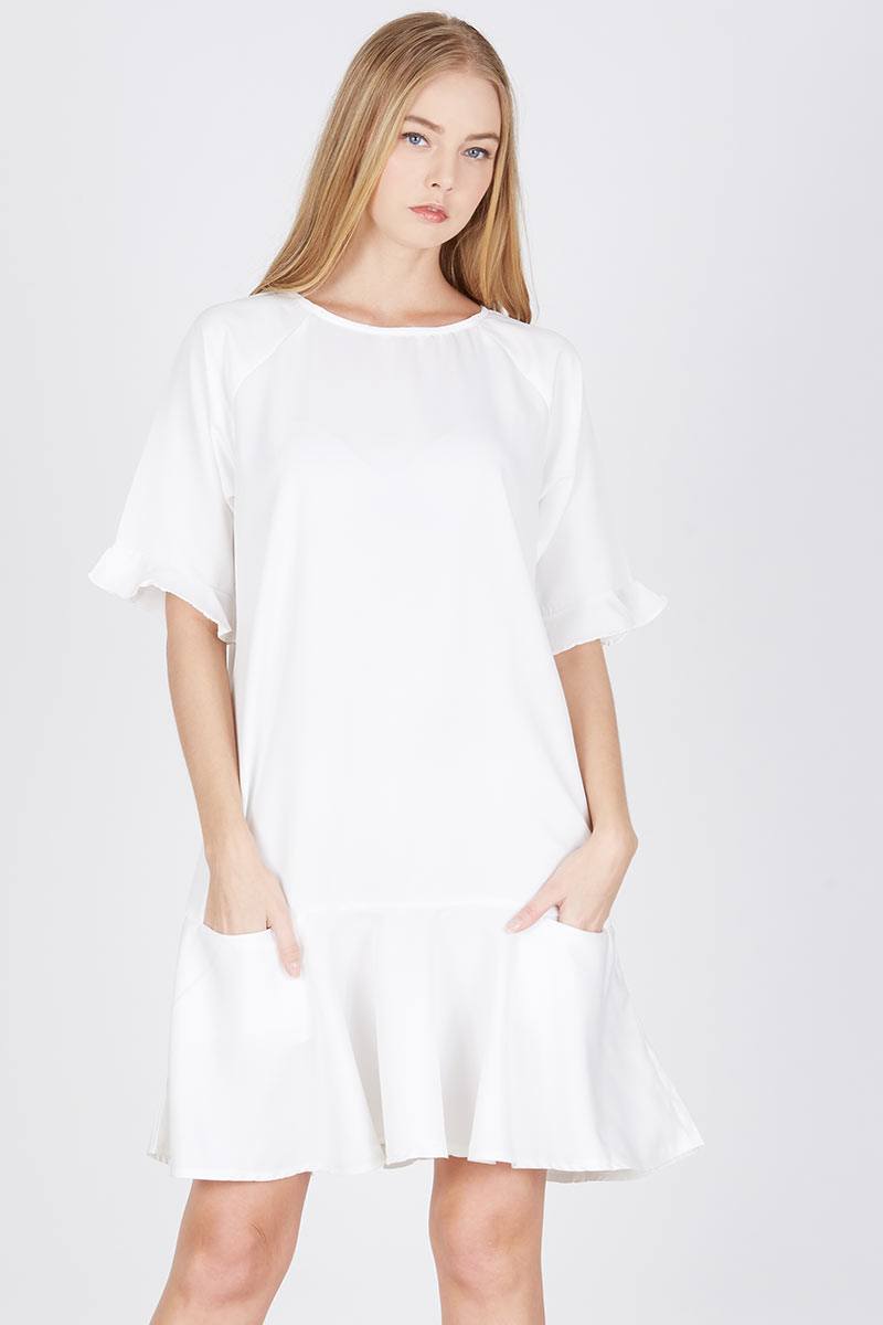 Paquita Raglan Shift Dress White