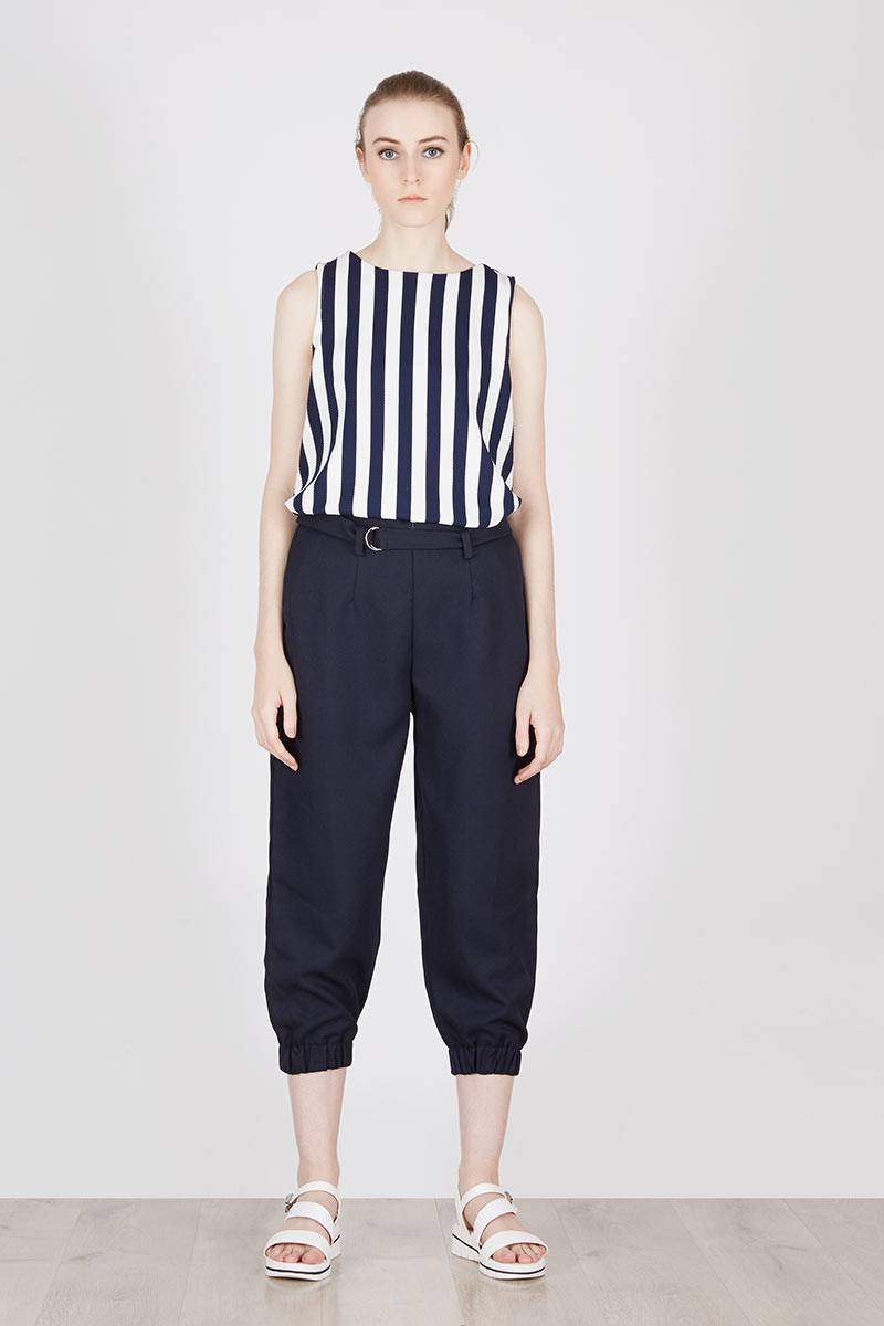 Polka Cuff Pants Blue