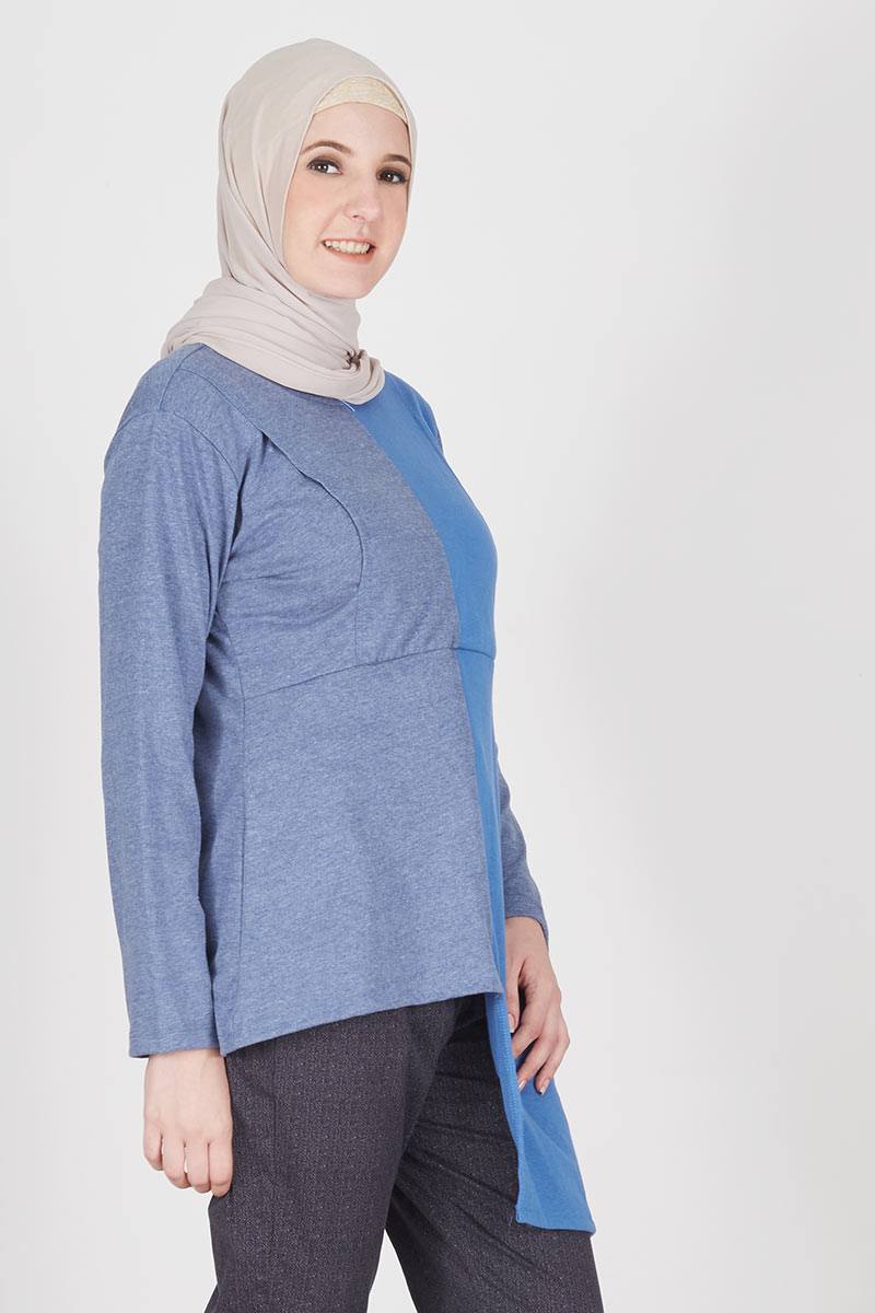 Exclusive For Hijabenka - Niswah Tunik Nursing Wear Blue Jeans