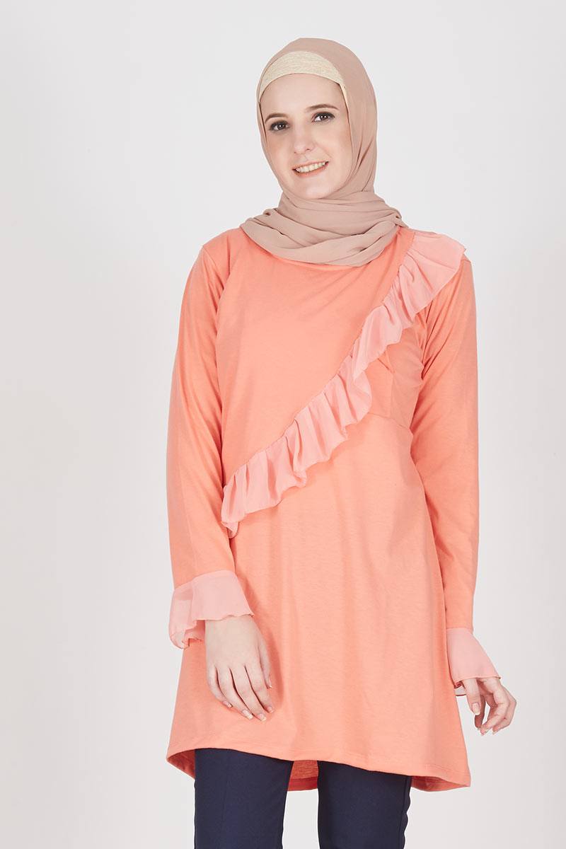 Exclusive For Hijabenka - Hasna Tunik Nursing Wear Chiffon Peach