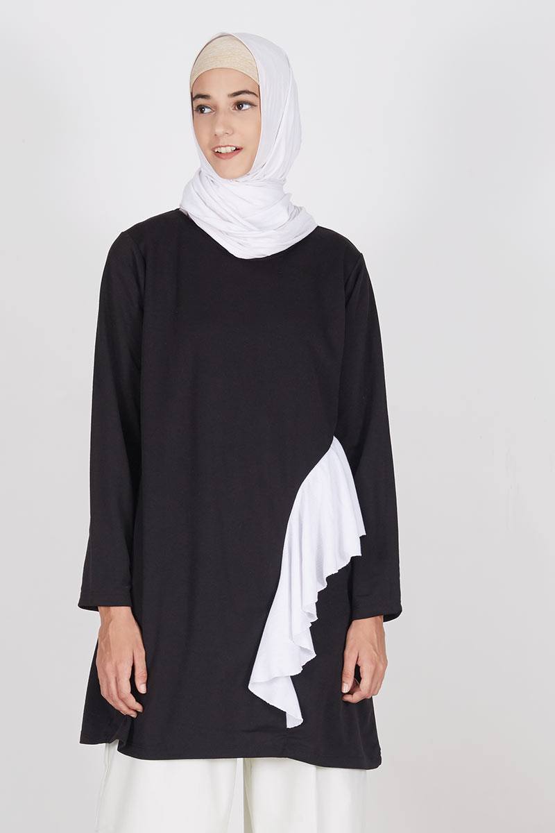 Uzhma Tunik Wringkle Black