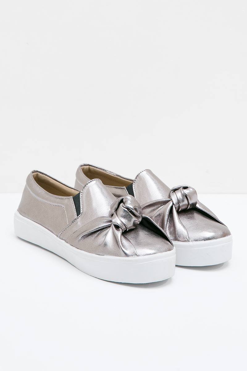 Athena Platform Slip-On Shoes in Grey